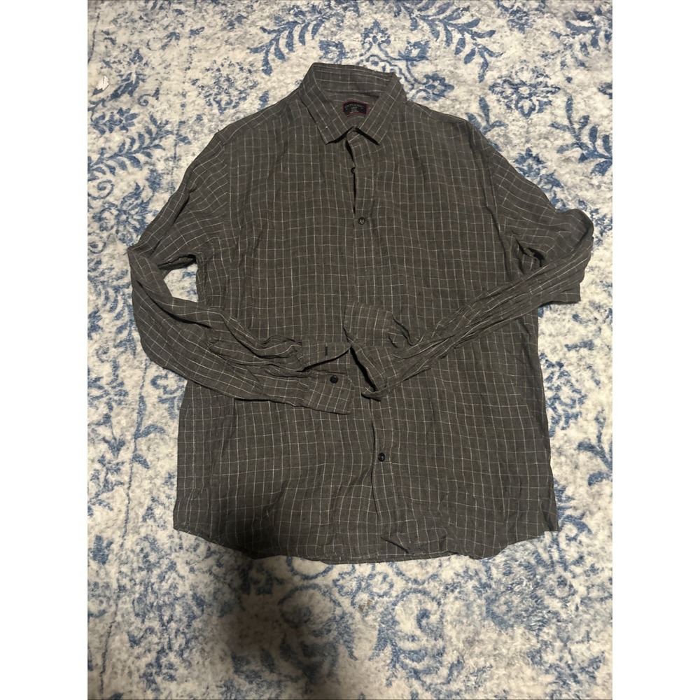 UNTUCKit Mens Shirt Size Large Slim Fit Button Up Linen Short Sleeve Grey